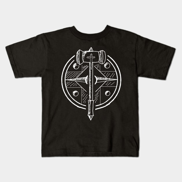 War Hammer with Shield Kids T-Shirt by themanyartsofknight